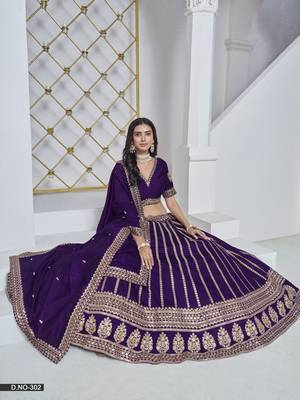 Purple Embroidered Art silk blend Designer Lehenga With Blouse 3