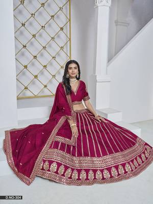 Rani Pink Embroidered Art silk blend Designer Lehenga With Blouse 2