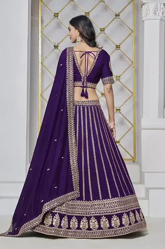 Embroidered Art Silk Trendy Lehenga Choli in Purple