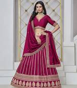 Embroidered Art Silk Trendy Lehenga Choli in Rani Pink