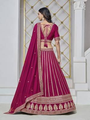 Embroidered Art Silk Trendy Lehenga Choli in Rani Pink 3