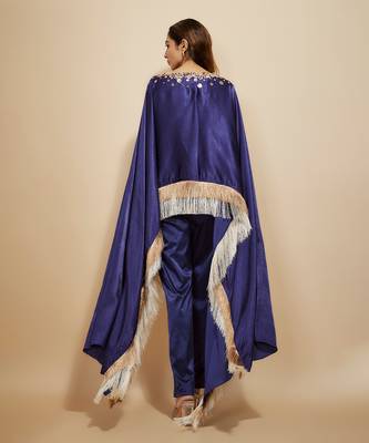Blue embroidered kaftan with pant 5