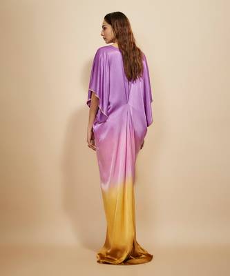 Mustard to lilac ombre embroidered kaftan 5