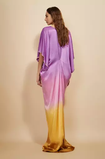 Mustard to lilac ombre embroidered kaftan