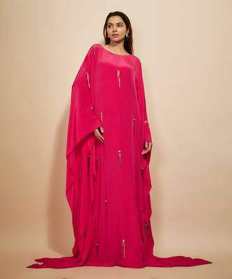 Hot pink embroidered kaftan 1