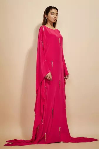 Hot pink embroidered kaftan