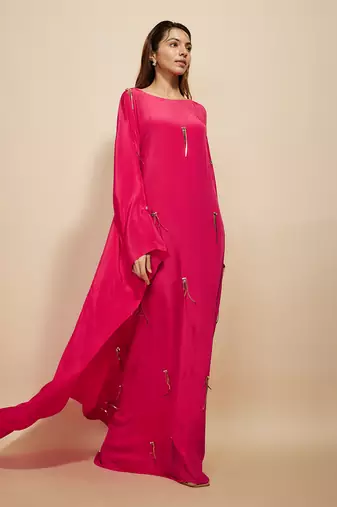 Hot pink embroidered kaftan