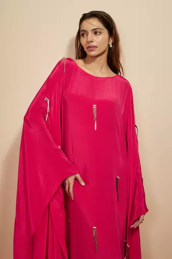 Hot pink embroidered kaftan