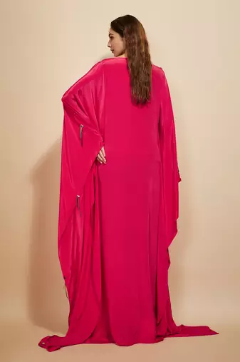 Hot pink embroidered kaftan