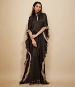 Black embroidered tie-up kaftan