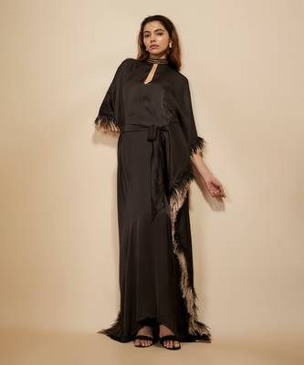 Black embroidered tie-up kaftan 2