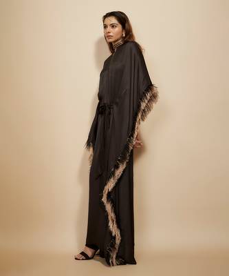 Black embroidered tie-up kaftan 3