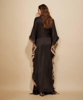 Black embroidered tie-up kaftan 5