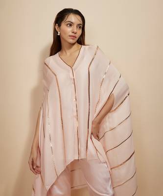 Light pink embroidered kaftan with pant 3