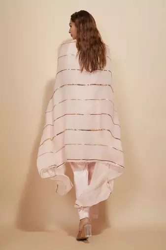 Light pink embroidered kaftan with pant