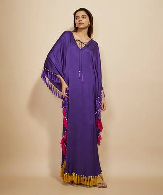 Purple embroidered kaftan 1