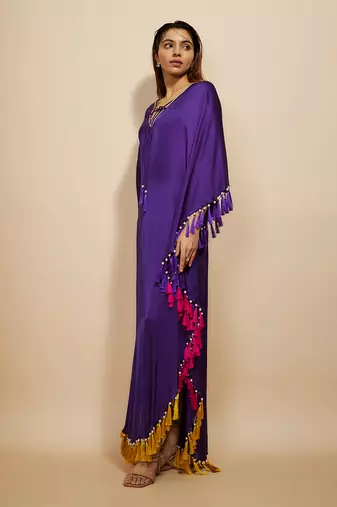 Purple embroidered kaftan