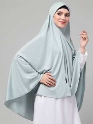 Nazneen Sky Sage green Colour Ready to wear instant Prayer Hijab 4