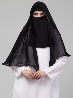 Nazneen Butterfly Arabian hijab With nose piece with Black Satin tape 1
