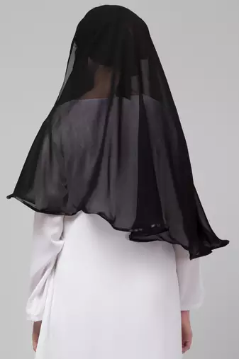Nazneen Butterfly Arabian hijab With nose piece with Black Satin tape