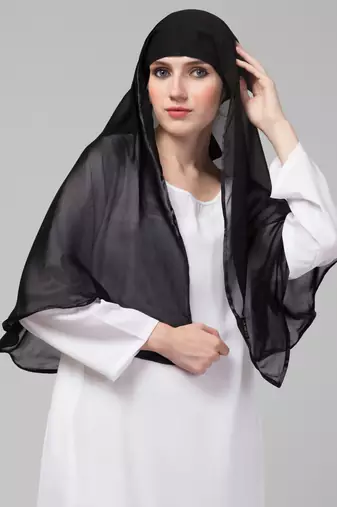 Nazneen Butterfly Arabian hijab With nose piece with Black Satin tape