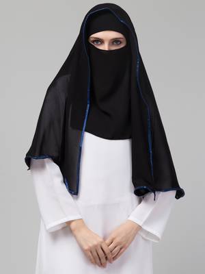 Nazneen Butterfly Arabian hijab With nose piece with Blue Satin tape 1