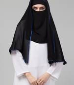 Nazneen Butterfly Arabian hijab With nose piece with Blue Satin tape