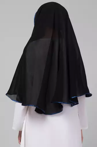 Nazneen Butterfly Arabian hijab With nose piece with Blue Satin tape
