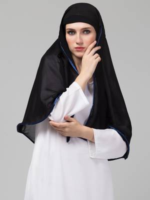 Nazneen Butterfly Arabian hijab With nose piece with Blue Satin tape 4