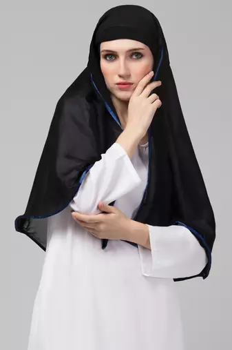 Nazneen Butterfly Arabian hijab With nose piece with Blue Satin tape