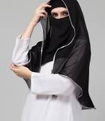 Nazneen Butterfly Arabian hijab With nose piece with Grey Satin tape