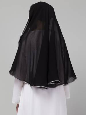 Nazneen Butterfly Arabian hijab With nose piece with Grey Satin tape 2