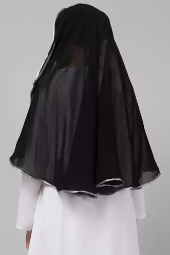 Nazneen Butterfly Arabian hijab With nose piece with Grey Satin tape