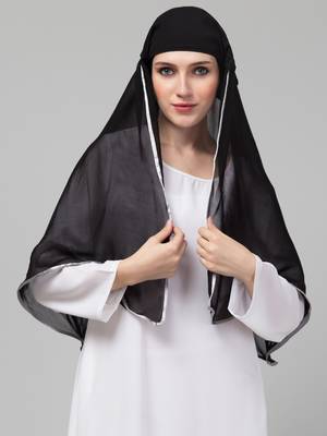 Nazneen Butterfly Arabian hijab With nose piece with Grey Satin tape 3