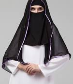 Nazneen Butterfly Arabian hijab With nose piece with Purple Satin tape