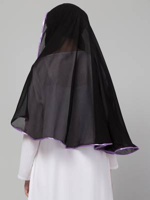 Nazneen Butterfly Arabian hijab With nose piece with Purple Satin tape 2