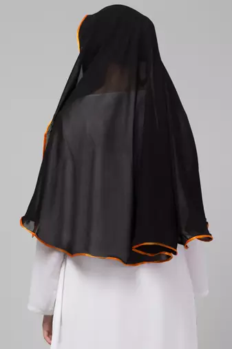 Nazneen Butterfly Arabian hijab With nose piece with Orange Satin tape