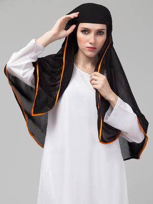 Nazneen Butterfly Arabian hijab With nose piece with Orange Satin tape 4