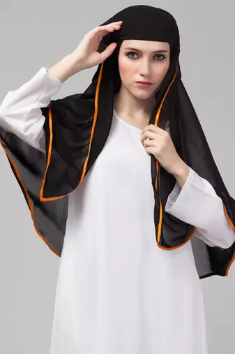 Nazneen Butterfly Arabian hijab With nose piece with Orange Satin tape