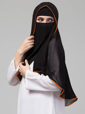 Nazneen Butterfly Arabian hijab With nose piece with Orange Satin tape 5
