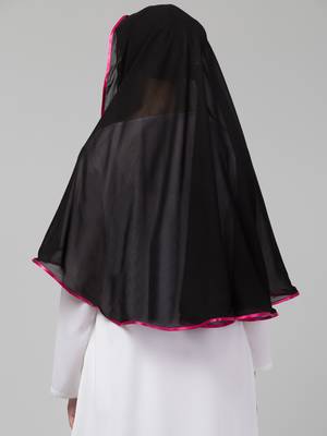 Nazneen Butterfly Arabian hijab With nose piece with Pink Satin tape 2