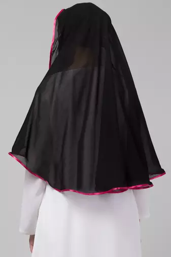 Nazneen Butterfly Arabian hijab With nose piece with Pink Satin tape