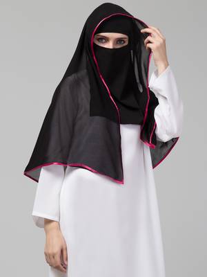 Nazneen Butterfly Arabian hijab With nose piece with Pink Satin tape 3