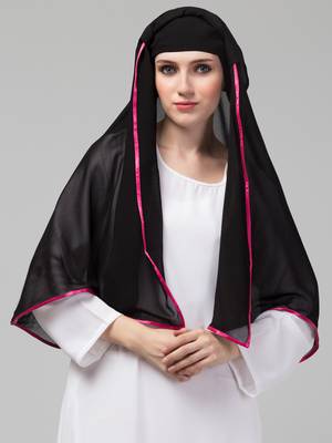 Nazneen Butterfly Arabian hijab With nose piece with Pink Satin tape 4