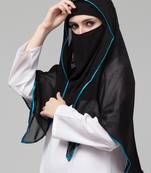 Nazneen Butterfly Arabian hijab With nose piece with Aqua blue Satin tape