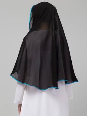 Nazneen Butterfly Arabian hijab With nose piece with Aqua blue Satin tape 2
