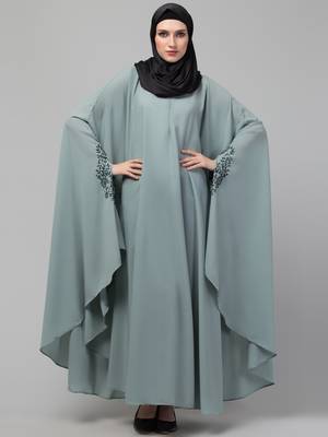 Nazneen Sage green Embroidered Iran Kaftan 1
