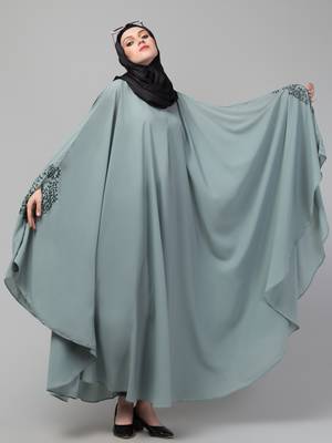 Nazneen Sage green Embroidered Iran Kaftan 5