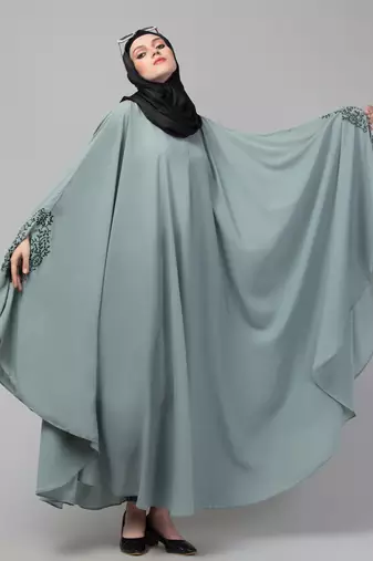 Nazneen Sage green Embroidered Iran Kaftan