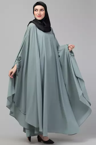 Nazneen Sage green Embroidered Iran Kaftan